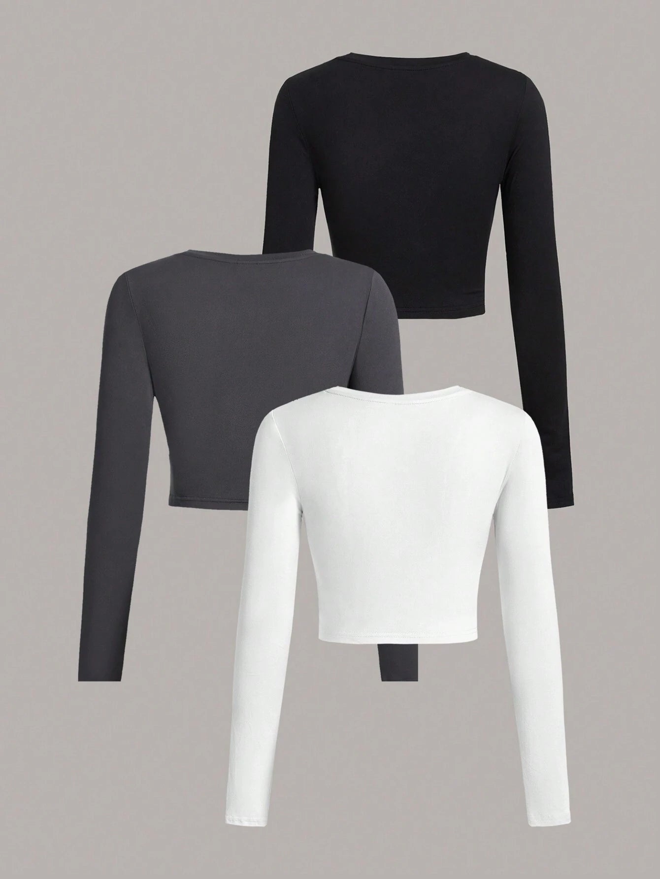 SHEIN Ezwear Multi-Pack Women Versatile Casual Simple Long Sleeve T-Shirt Valentine Day Autumn and Winter